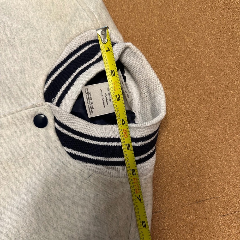 Fruit of the Loom USA Varsity Jacket Adult M Gray Navy Supercotton Bomber VTG - Picture 4 of 9